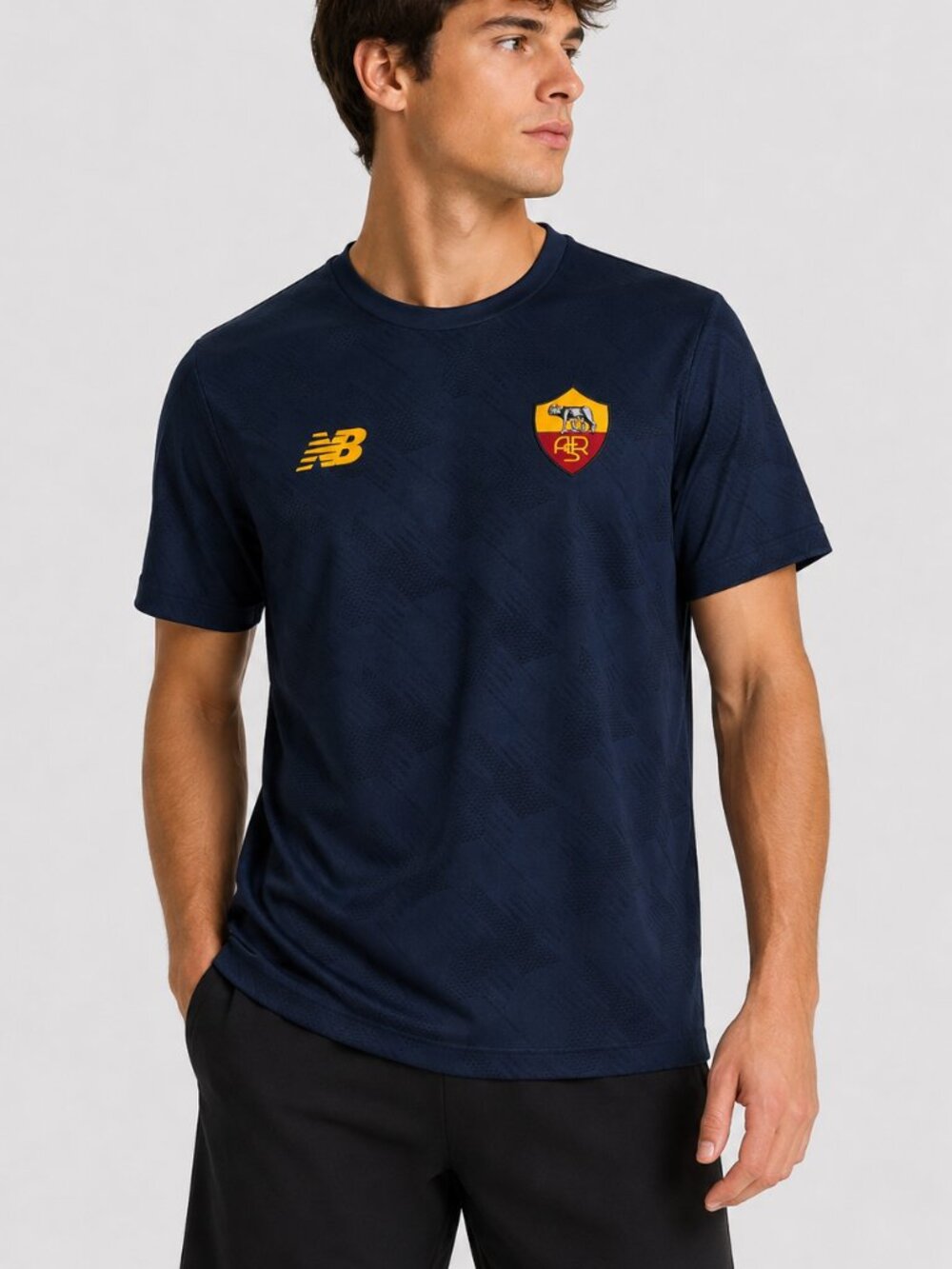 New Balance Navy AS Roma Soccer Football Training T-Shirt Mens Medium